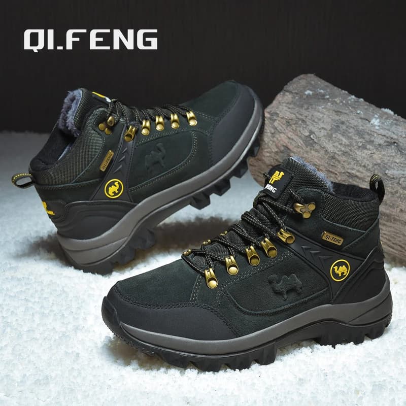 Stivali invernali da uomo classici Sneakers in vera pelle per uomo scarpe da neve in peluche di pelliccia stivaletti caldi all'aperto calzature da trekking all'aperto