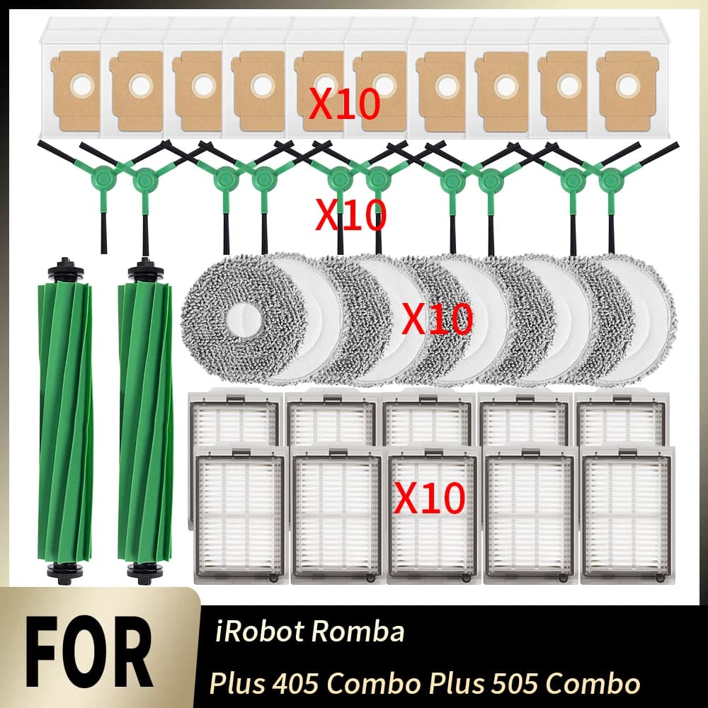 Replacement Kit Home‑cleaning For iRobot Roomba Plus 405 Combo Plus 505 Combo Mop Cloth HEPA Filter Dust Bag Main Side Brush
