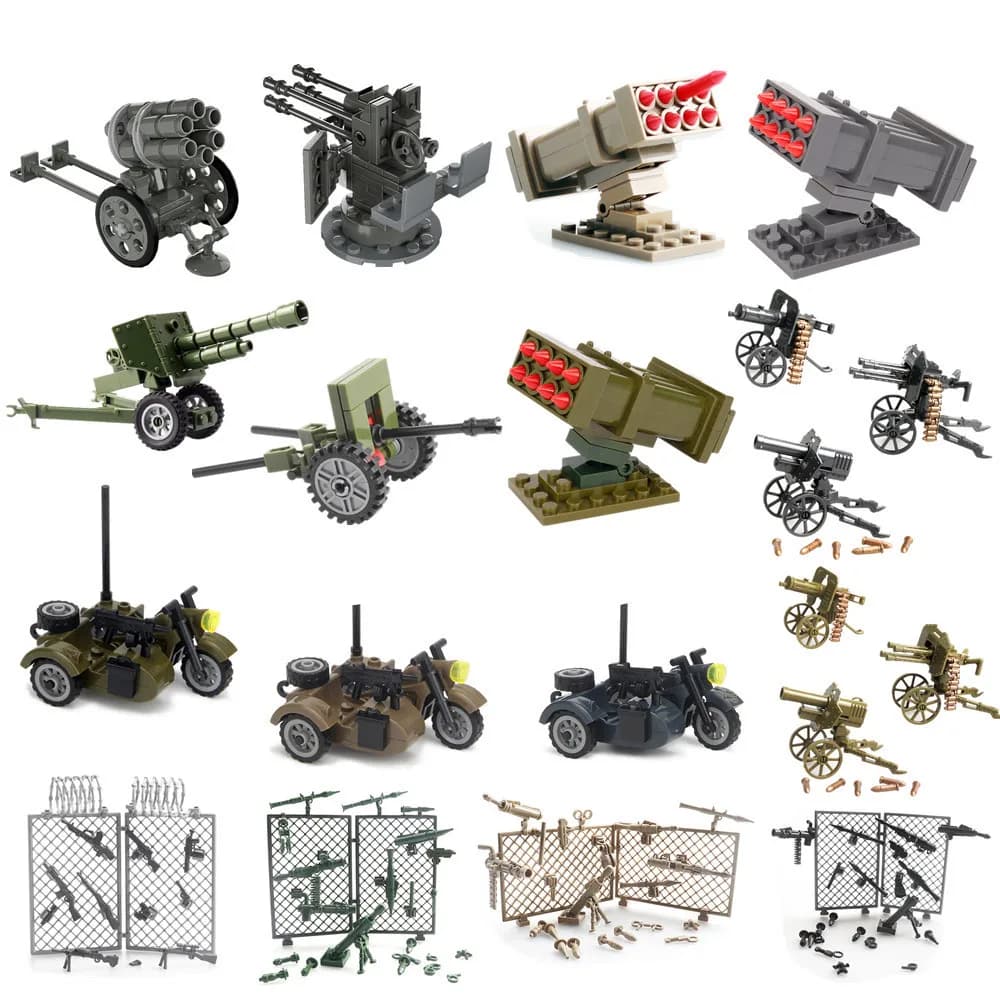 WW2 Soldati dell'esercito militare Seconda Guerra Mondiale 2 SWAT Arma Cannone Pistola Lanciarazzi MOC Fai da te Blocchi da costruzione Mattoni Giocattoli per bambini