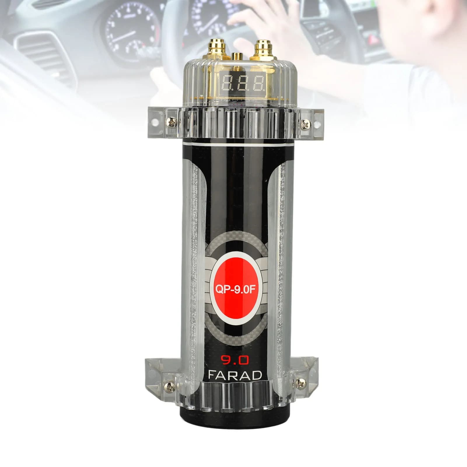 Condensatore per auto DC12V Protezione connessione inversa suono chiaro 9.0 Condensatore di potenza digitale per sistema audio del veicolo