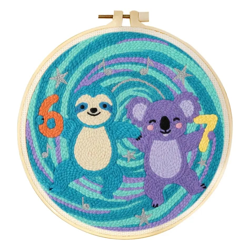 RUOPOTY Punch Needle Kit Home Decor Diy 67 Purple Koala Crafts Animal Needle Punch Kit Wall Art Embroidery Kit
