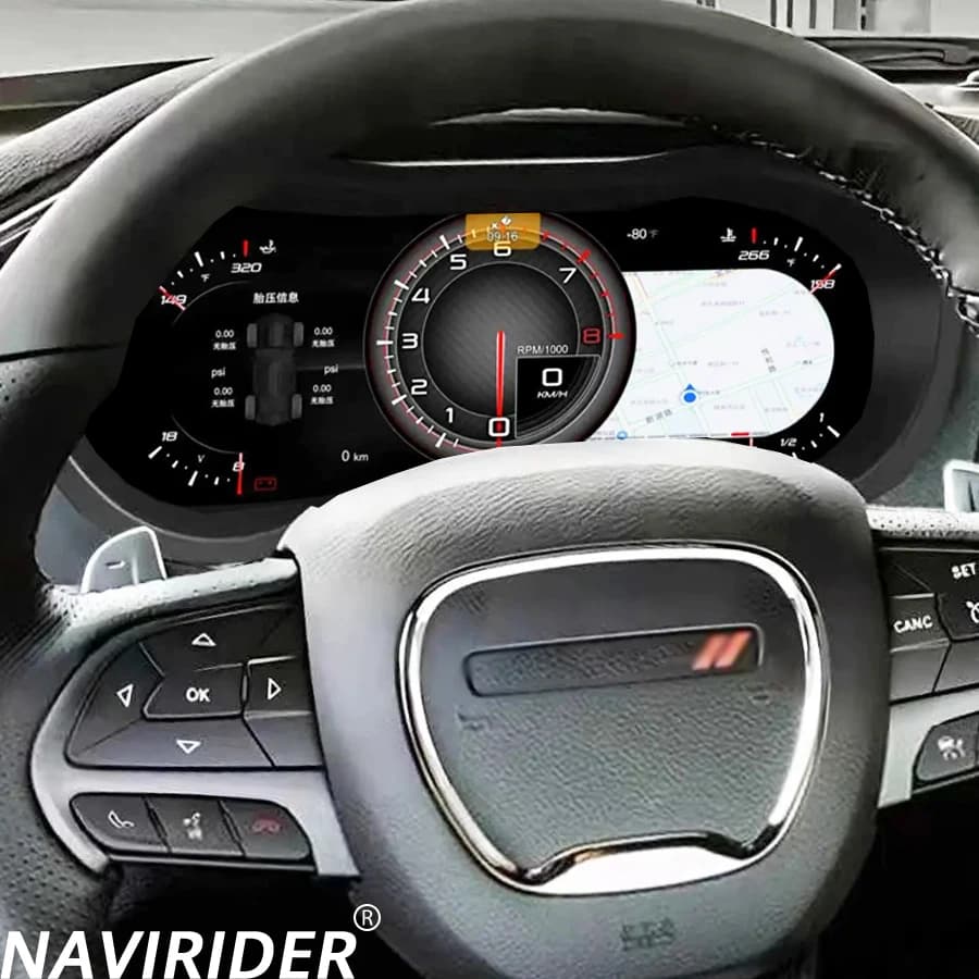 Cruscotto Virtuale con Display Colorato, Cluster Intelligente CarPlay, Strumento LCD per Auto, Tachimetro per Dodge Challenger 2012-2018