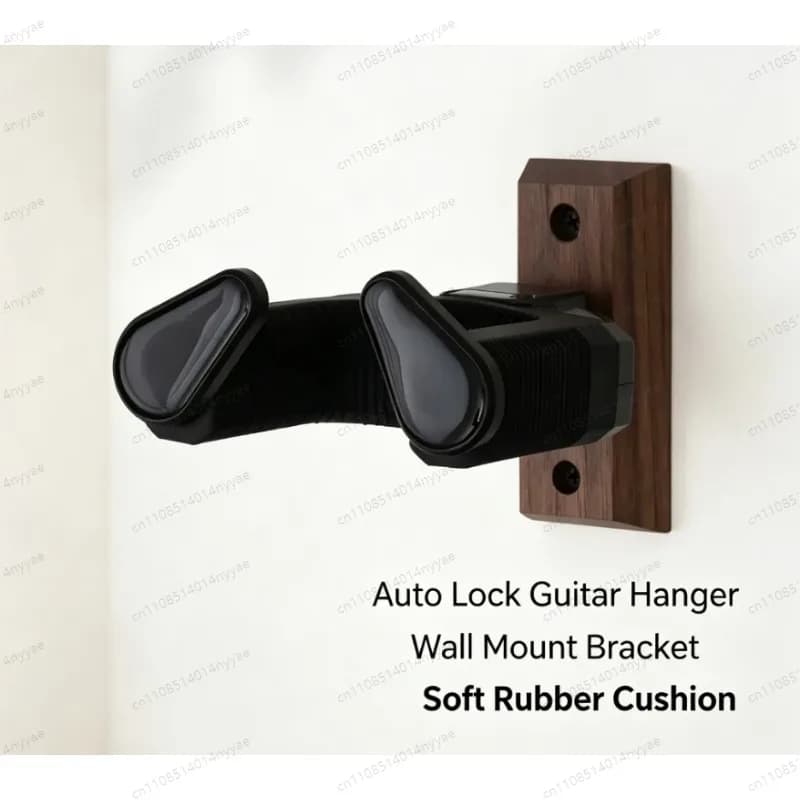 Wooden Guitar Wall Mount, Self-Locking Display Hanger for Acoustic/Electric Guitar, Ukulele & Bass - Universal Wall Rack