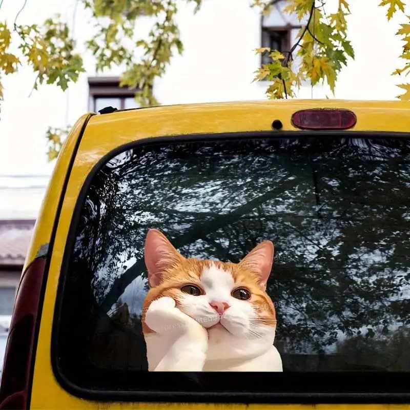 Cute Orange Cat Peeking Car Sticker Waterproof Vinyl Decal on Bumper Rear Window Laptop Self-adhesive Decals Stickers SH820