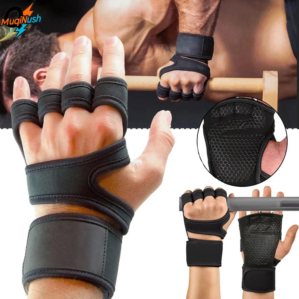 MuqiNush Adjustable Wrist Support Gym Gloves Non Slip Breathable Workout Hand Protector For Weightlifting Cross Training Fitness