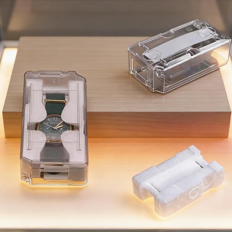 Scatola Universale per Orologi a Griglia Singola, Organizzatore Vintage Trasparente per Gioielli, Espositore per Orologi da Uomo, Confezione Regalo Natalizia