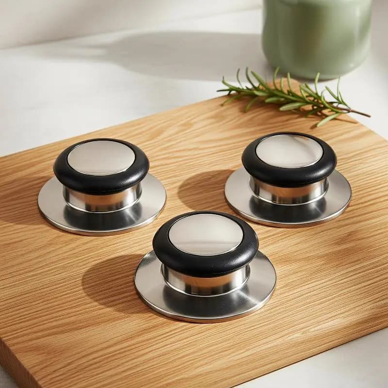 Frying Pan Lid Knob Replacement 1/2 Set Stainless Steel Heat Resistant Handle for Glass Cookware Cover Home Kitchen