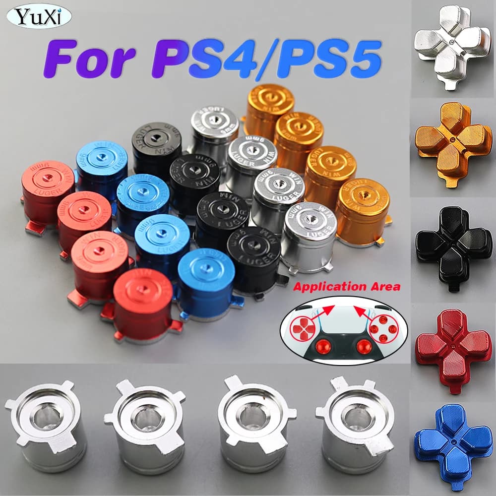 1 pz metallo D-pad ABXY pulsanti per PS5 alluminio analogico Stick Joystick copertura Cap per PlayStation 4 Gamepad Controller accessori