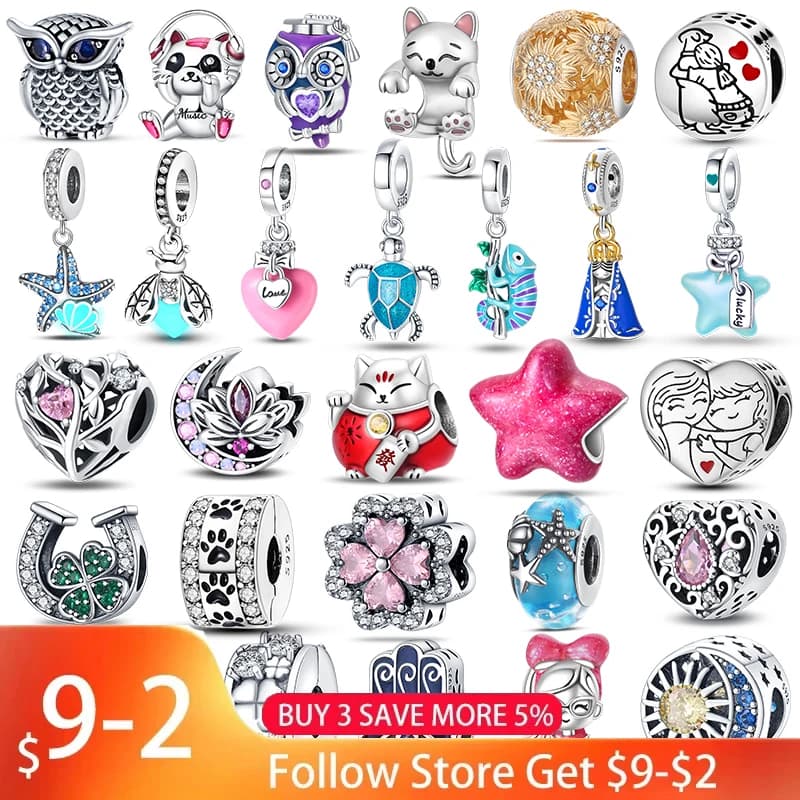 Misura Qikaola 925 Braccialetti Originali Blu Zircone Gufo Luminoso Tartaruga di Mare Polpo 925 Pendenti E Ciondoli In Argento Perline FAI DA TE Regalo Di Compleanno Gioielli