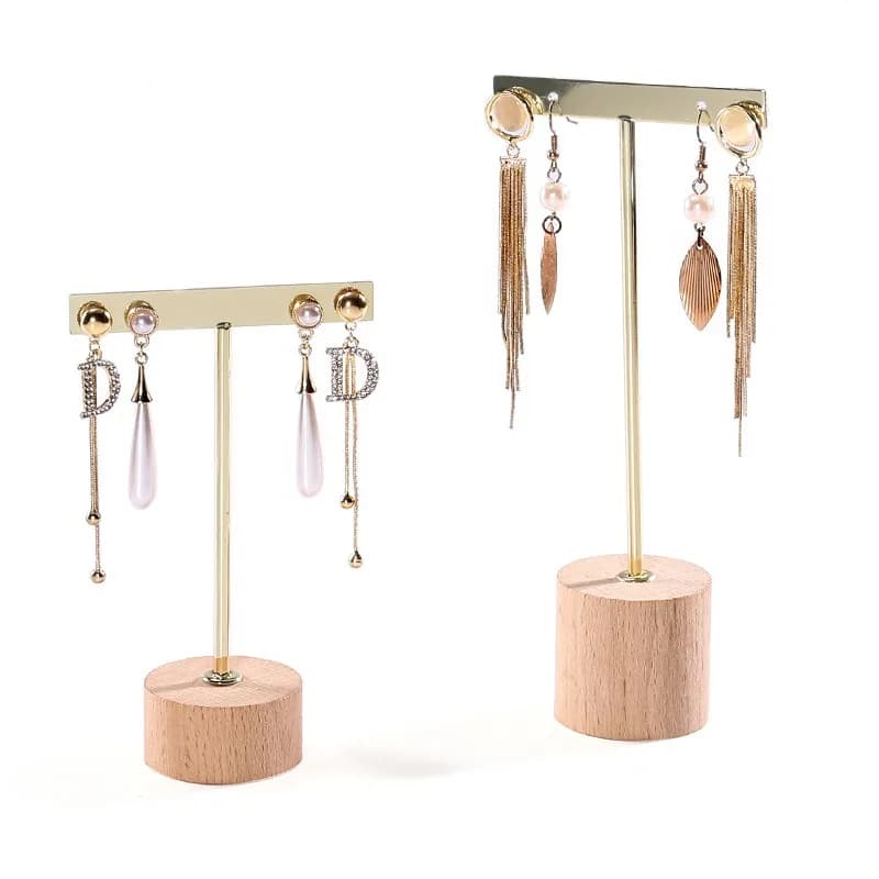 Supporto per orecchini in legno massello Piccolo supporto per orecchini verticale Espositore per orecchini in metallo Espositore per gioielli Regalo