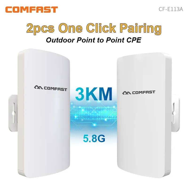 Comfast 300Mbps WiFi Bridge 5GHz CPE Router Wifi 3KM Wifi Singal Extender Punto di accesso AP esterno 48V Antenna POE 2 pezzi
