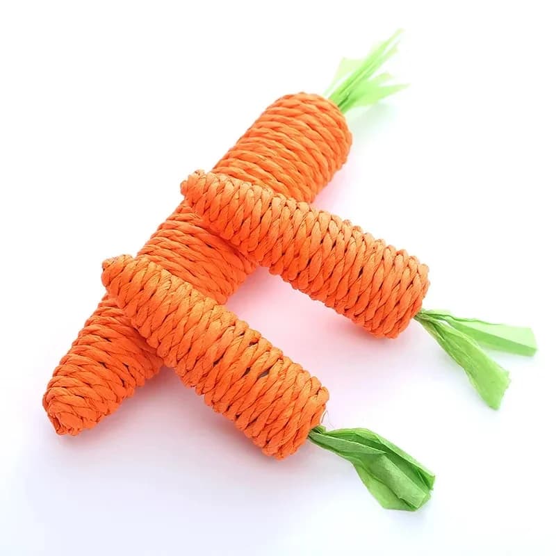 Giocattolo per gatti con carota in tessuto, giocattolo sonoro per digringere i denti del gatto, corda di carta resistente ai morsi per pulire i denti