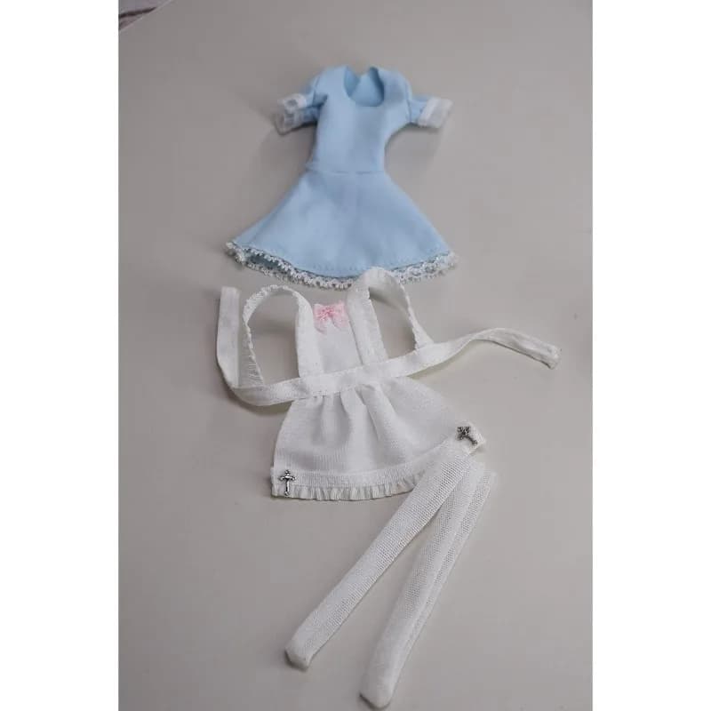 Set di Vestiti da Cameriera Blu/Nero in Scala 1/12 per Action Figure da 6 Pollici, Modello di Abbigliamento Femminile, Decorazione per Modellini, Regalo