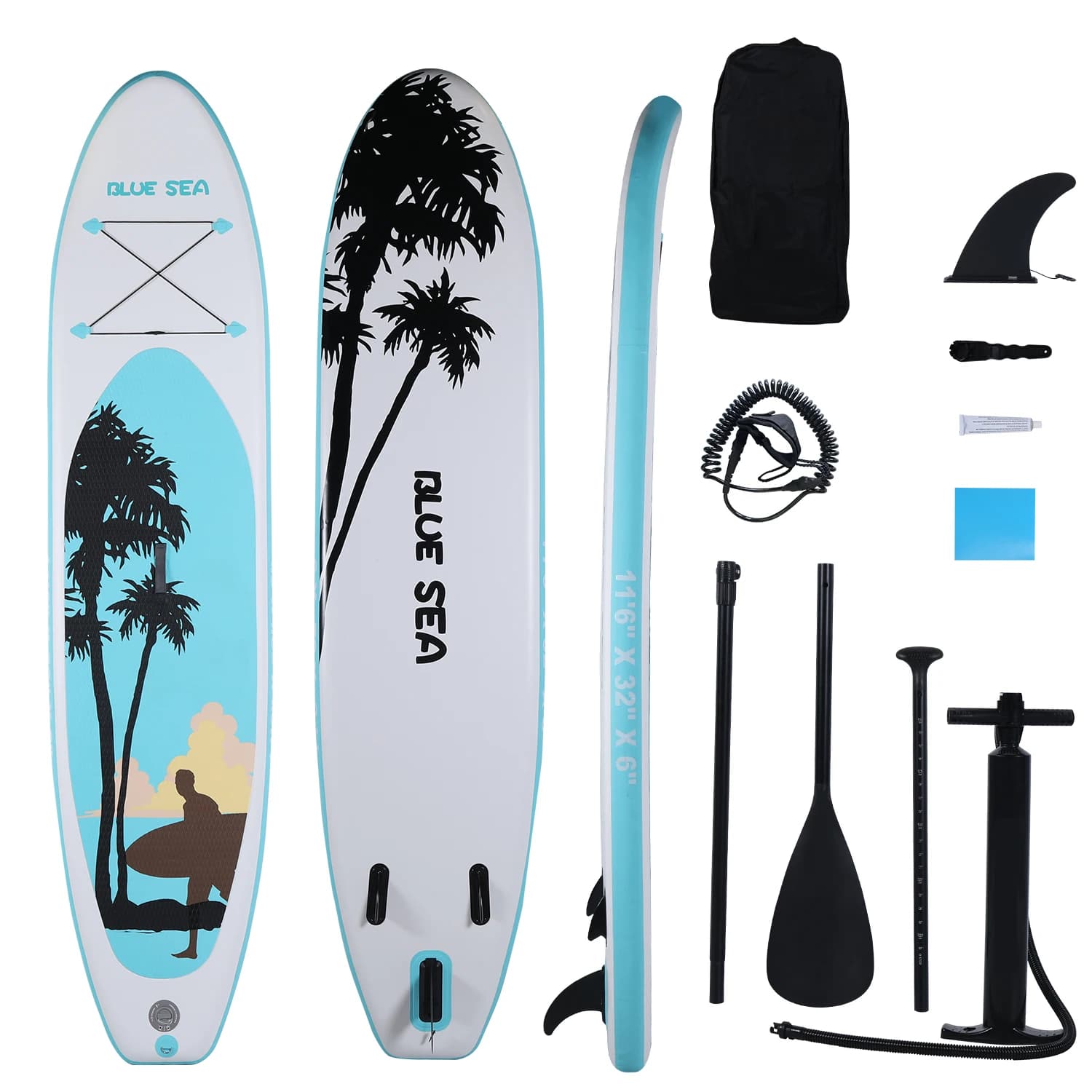 Tavola SUP gonfiabile completa 11 piedi × 32 pollici per adulti per yoga e pesca su laghi e ocani Include pagaia, pompa, zaino e pinna