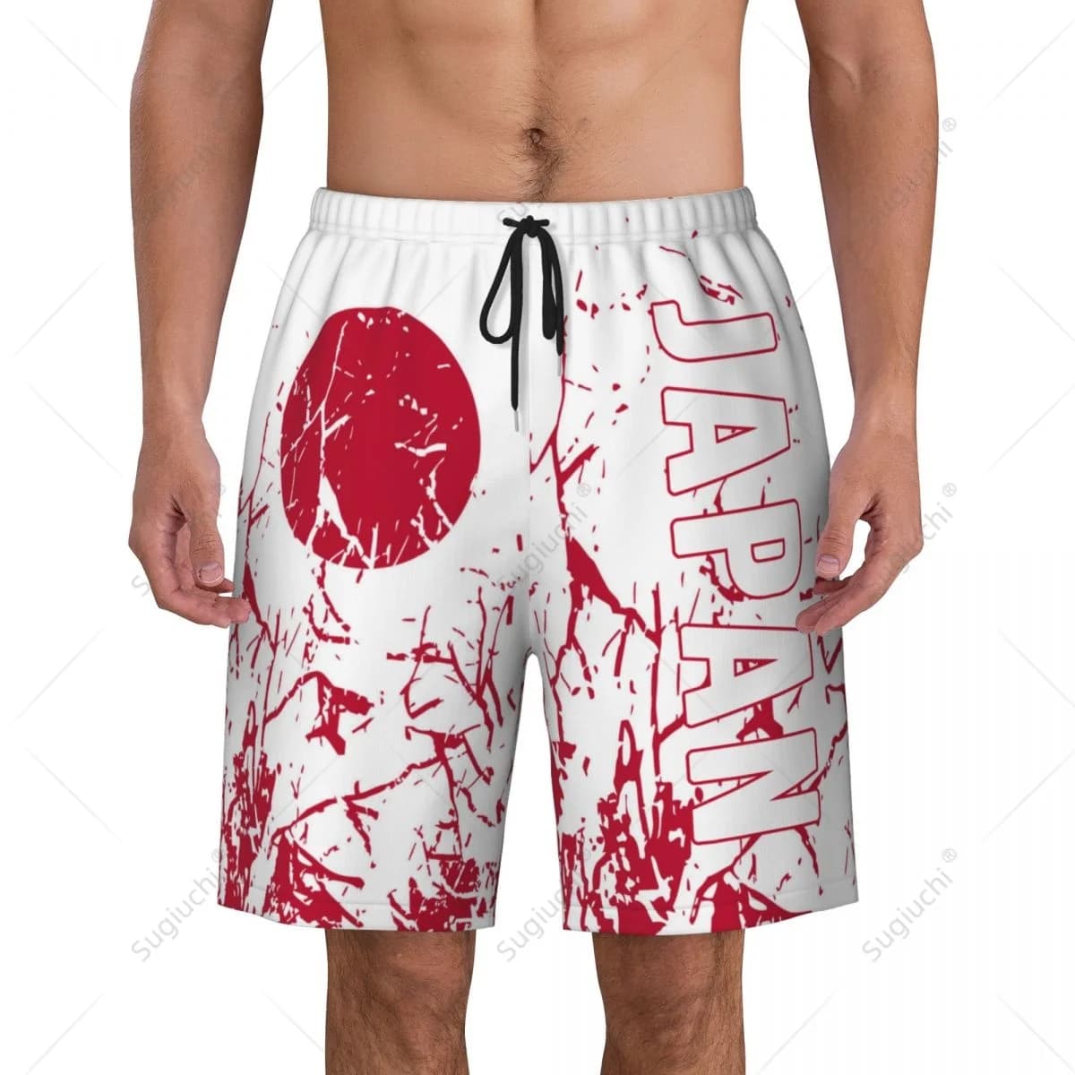 Men's Japan Flag Beach Pants Board Shorts Surfing Boys Soccer Cycling Swimwear Running Polyester