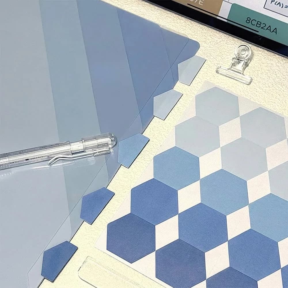 96pcs New Honeycomb Index Tabs Double-Sided Writable Foldable Arrow Sticky Notes Gradient Color Page Markers Students
