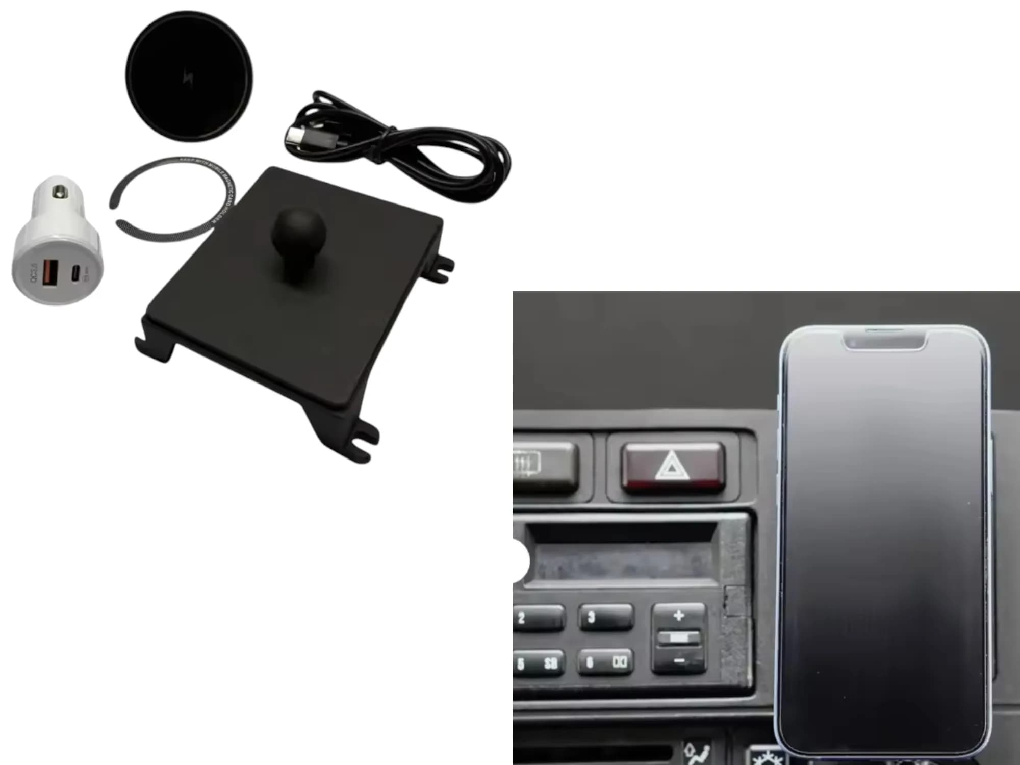 1 Set Phone Mount for Mag Safe Char-ger For BMW E30 M3 318 325 E24 OBC (Fit both LHD and RHD models)