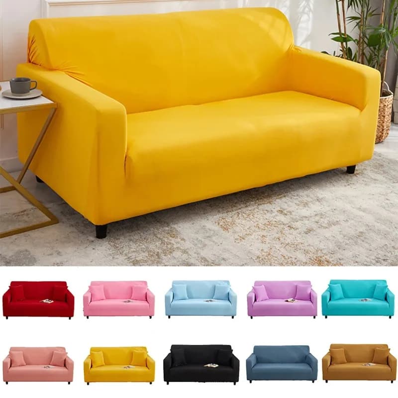 Copridivano per poltrona in tinta unita elastico giallo Copridivano all-inclusive per divano 1 2 3 4 posti Protezione per divano estensibile per la casa