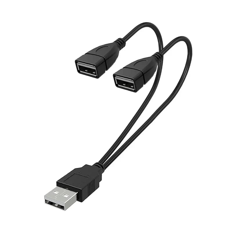 USB 2.0 Y cable splitter power adapter converter from 1 male to 2 females for charging PC car data transmission