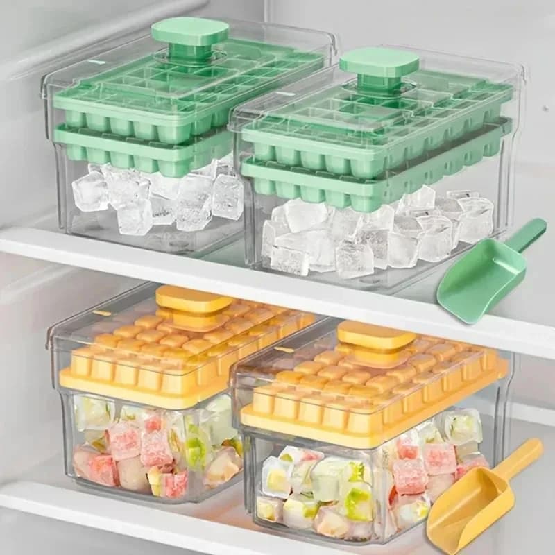 34/68 Grids Ice Cube Tray with Lid & Storage Box Multifunctional Ice Cube Tray Making Summer DIY Handmade Ice Cube Mold Tools