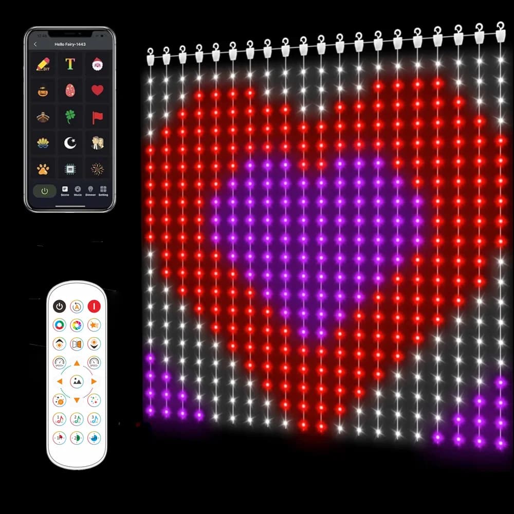 Luci per tende intelligenti 400 luci per tende a LED con APP e telecomando, luci fiabesche fai-da-te per San Valentino, motel, camera da letto