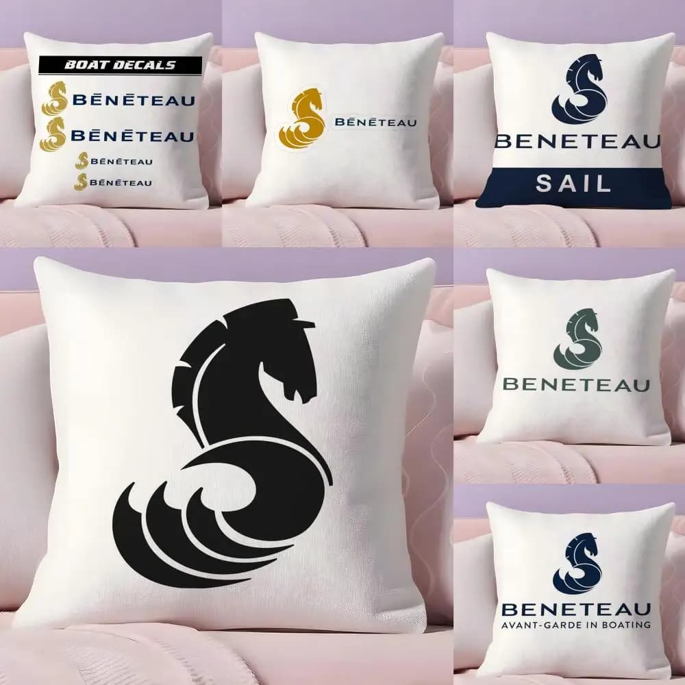 B-BeneteauS Y-Yachts Cushion Cover Plush Fabric Soft Double-Sided Printed Sofa Pillow Case Colorfast Home Decor Gift