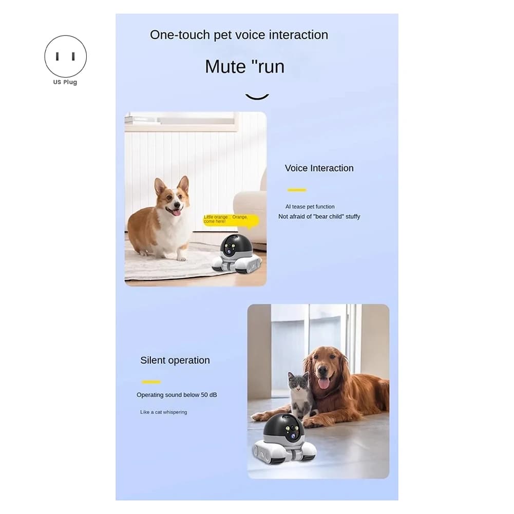 DT81 Smart Home Security4K PTZ Robot Two-Way Audio Color Night Vision Surveillance Baby Pets Monitor Dual Lens Camera US Plug