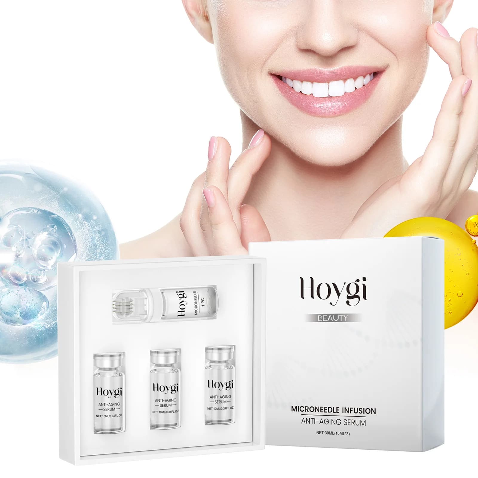 Set di Rulli per la Cura della Pelle con Essenza di Acido Ialuronico, Massaggio Rassodante, Levigante e Nutriente per il Viso, Migliora la Pelle Ruvida e Opaca