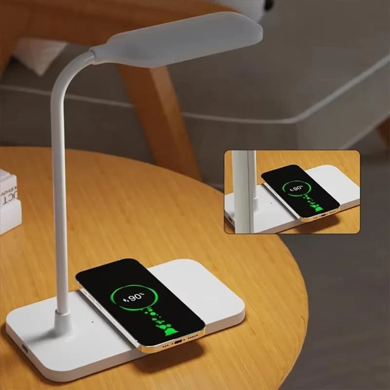 YLS-15W Lampada da scrivania a LED Lampada da scrivania con ricarica wireless Luce regolabile Protezione per gli occhi Lampada da scrivania Flessibile attivata dal tocco