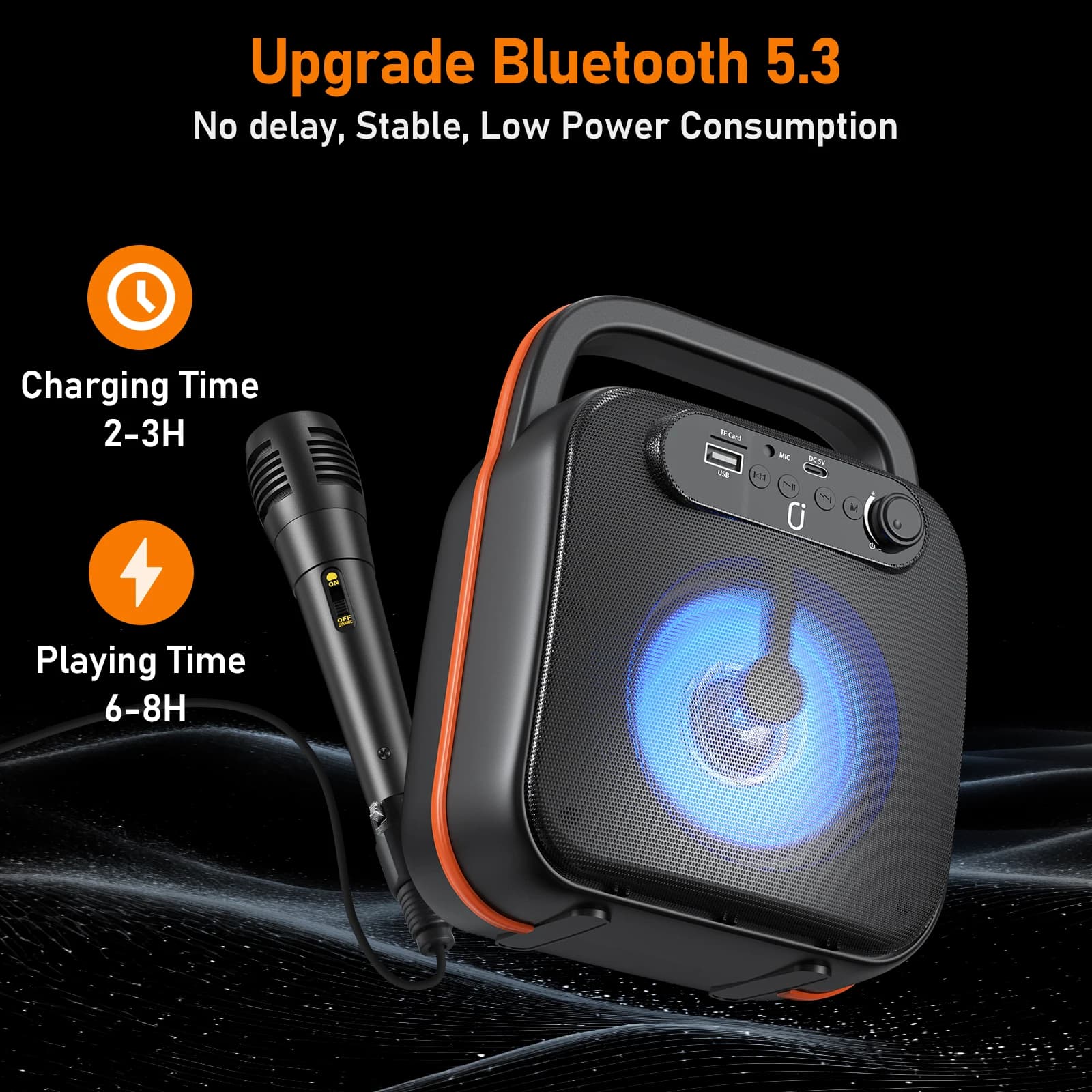 Macchina per karaoke D50 per adulti e bambini, altoparlante cablato con 1 microfono, altoparlante portatile per karaoke per feste con luci per DJ