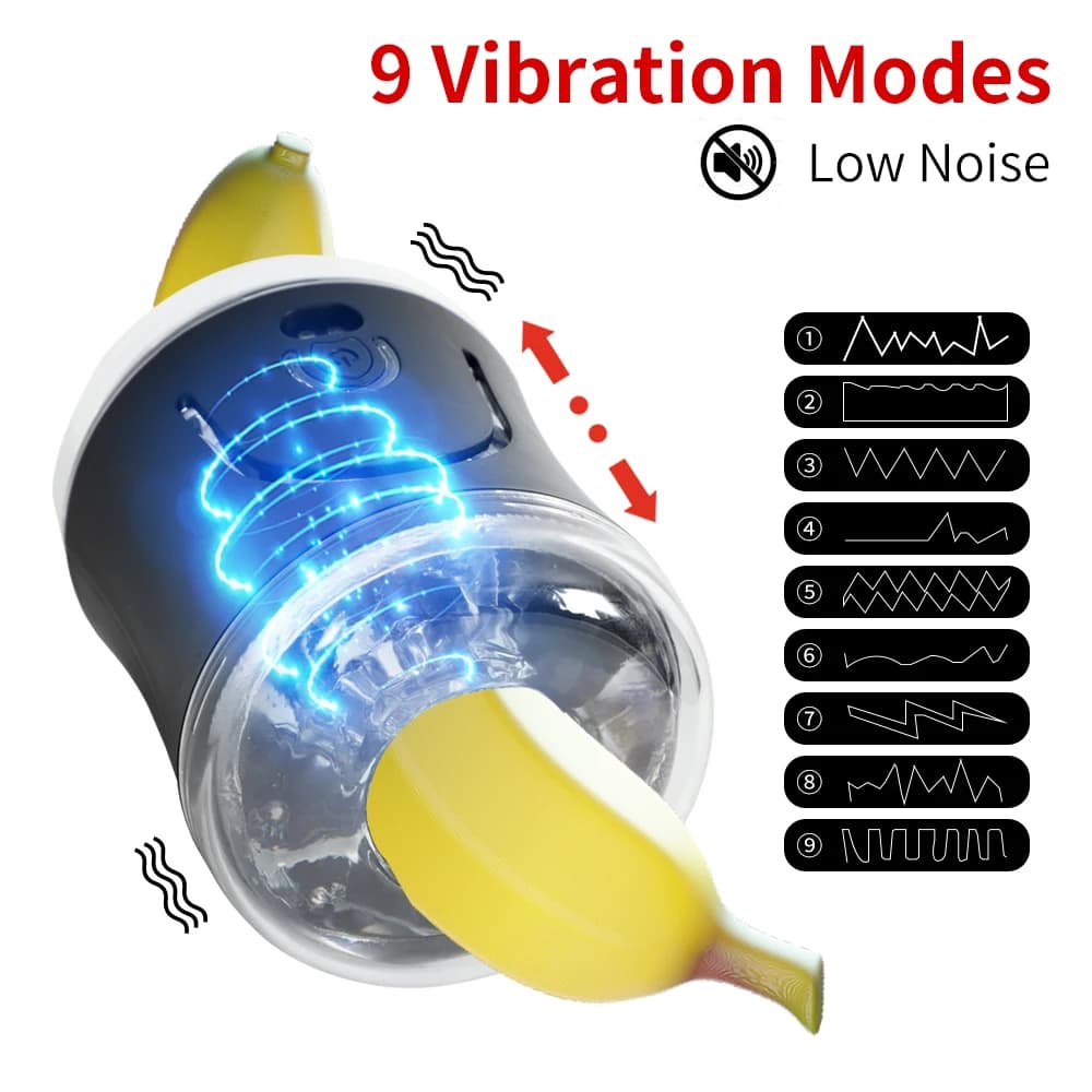 Masturbatore maschile automatico 9 modalità di vibrazione Masturbatore Tazza Giocattolo elettrico telescopico del sesso Figa tascabile per uomini Giocattoli per adulti