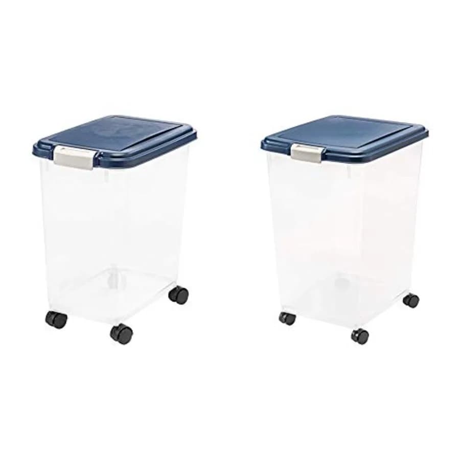IRIS airtight pet food storage container for kitchen use, BPA-free plastic, white, 54-pound ccity with secure seal and no scoop