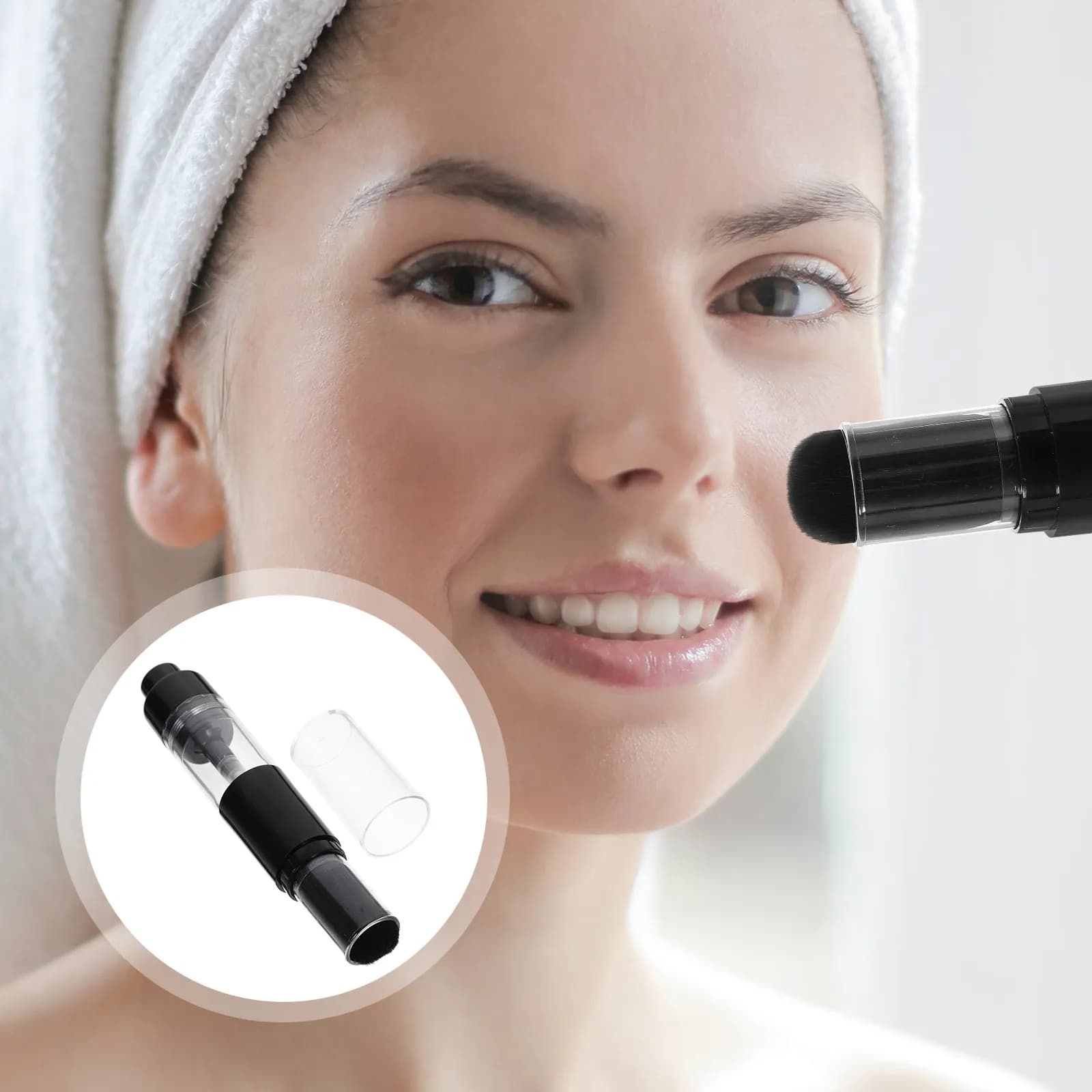 Pennello per Polvere Ricaricabile, Robusto e Confortevole, per Pulizia Unghie, Pennello per Blush, Trucco, Fondotinta in Polvere, da Viaggio
