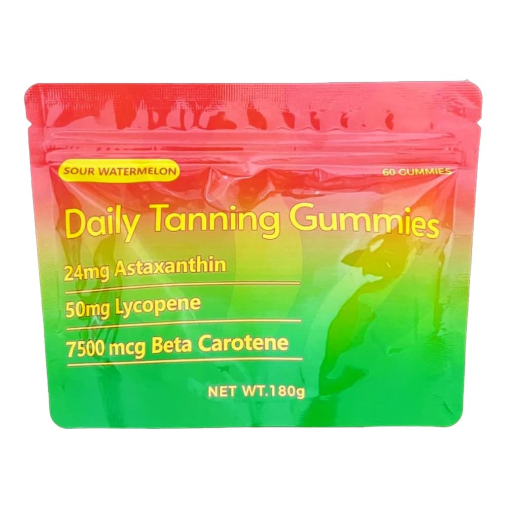 Tanning Gummies - Astaxanthin, Lycopene & Beta Carotene, Sour Watermelon Flavor Gummies, Daily Glow Support Formula, 60 Gummies