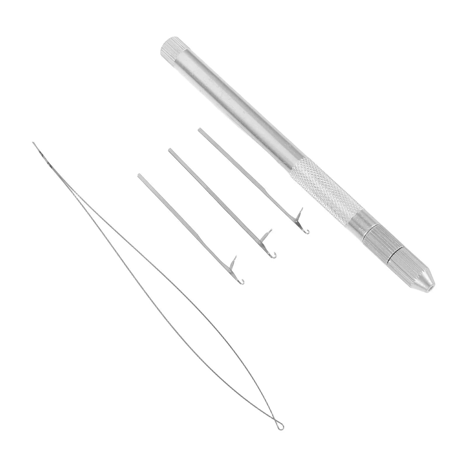 1Set Hair Extension Crochet Hook Aluminum Handle Beading Tool for Braiding Dreadlocks DIY Hair Extension Loop Tool Professional