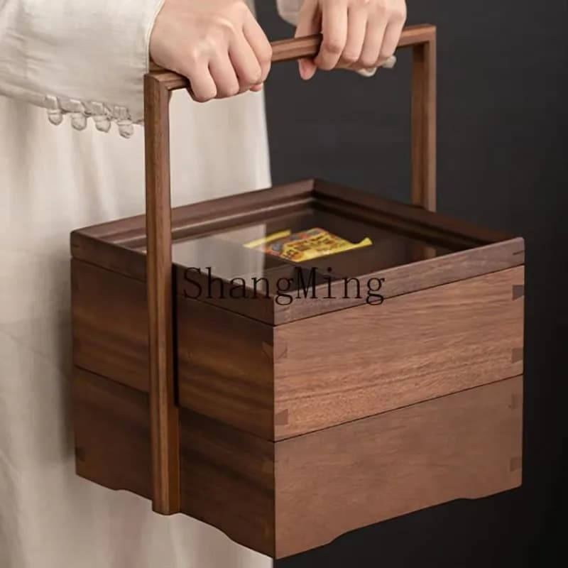 Scatola portaoggetti in legno SM, vassoio per frutta secca, vassoio per snack, scatola per rinfreschi, contenitore antipolvere da scrivania.