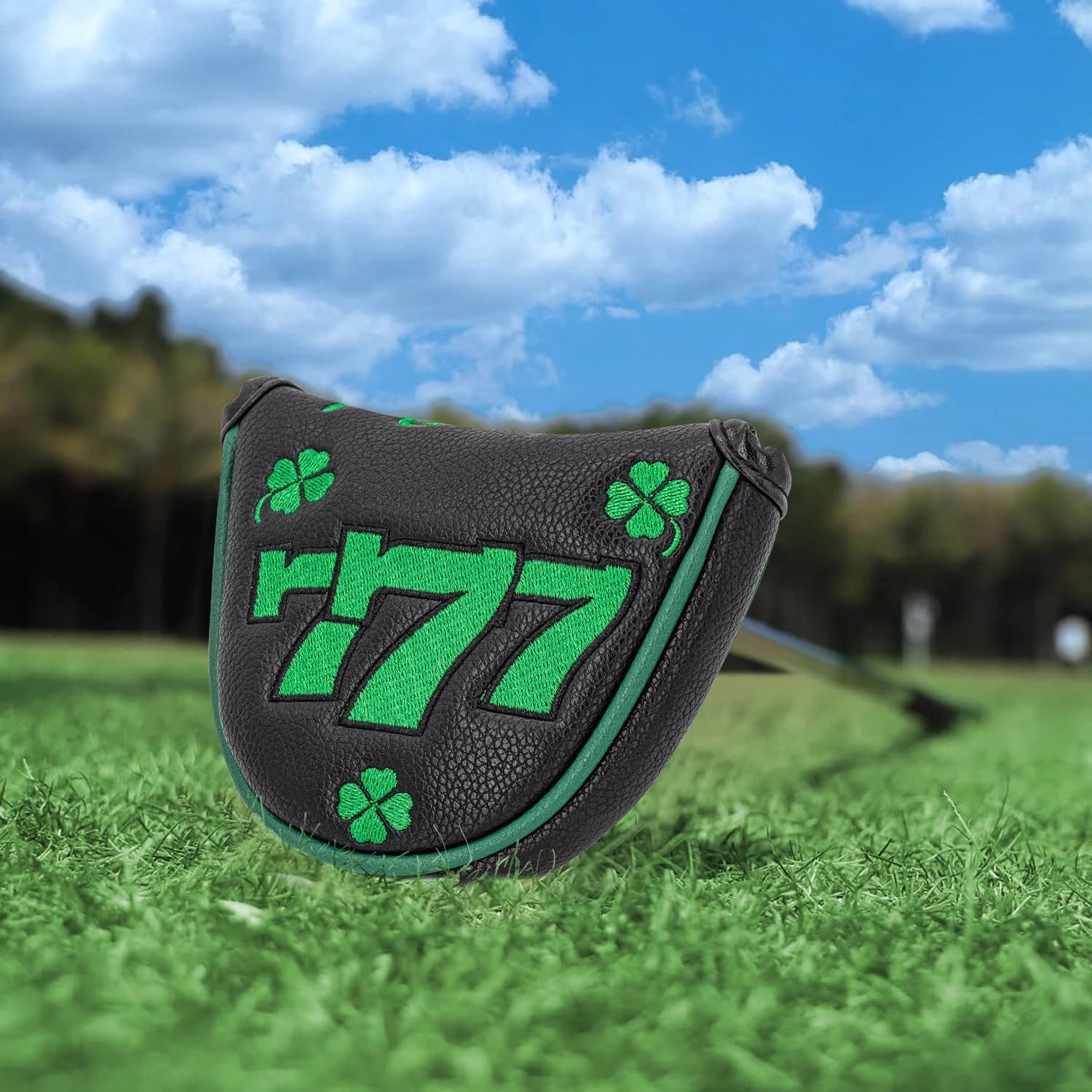 Copertura Protettiva per Mazza da Golf 777 Clover, Copertura per Putter da Golf, Materiale PU Antipolvere e Antigraffio, Protegge la Tua Mazza da Golf, Nero