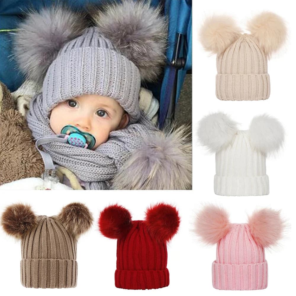 2025 Madre Bambini Cappelli Bobble Hat Bambini Cap Pom Pom Berretti Berretti Bambini Cap Infantile Cofano Accessori per Neonate Ragazzi 0-3Y