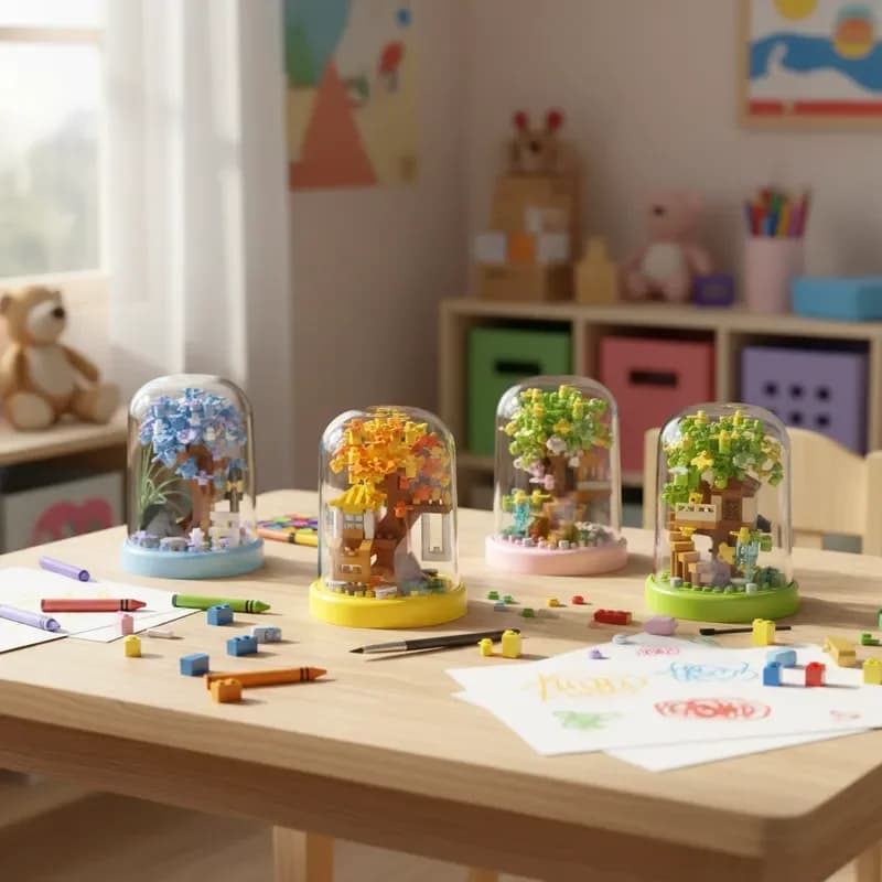 Kit Fai-da-Te Casa sull'Albero con Fiori di Ciliegio, Blocchi di Costruzione a Forma di Diamante, Modello Puzzle Sakura Quattro Stagioni, Mini Mattoncini, Regalo di Compleanno