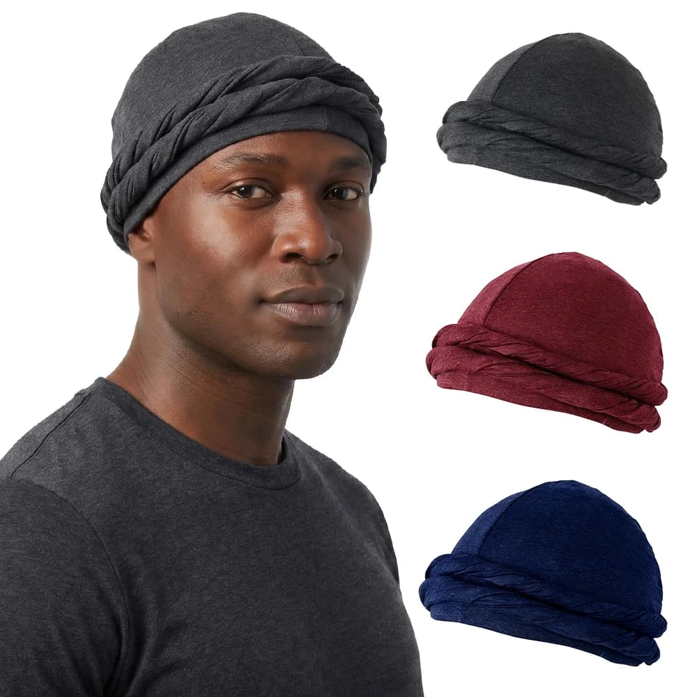1 pezzo Turbante vintage da uomo, foulard da testa vintage da uomo, turbante in modal elasticizzato e raso, sciarpa turbante per capelli