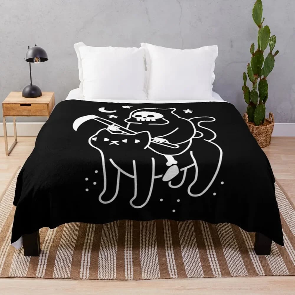 Death Rides A Black Cat Coperta termica singola di marca addensata di lusso