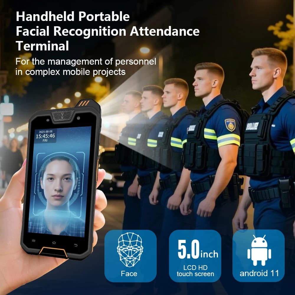 TIMY 4G-GPS Waterproof IP68 NFC Card Android Handheld Portable Facial Recognition Attendance Terminal With Free Software & SDK
