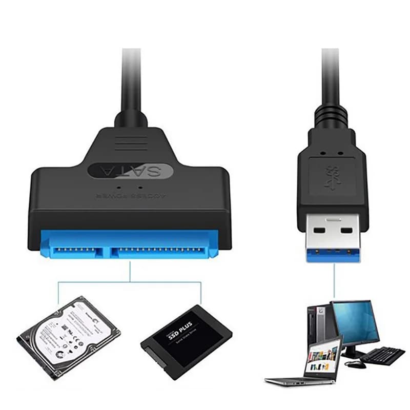 Per disco rigido SSD HDD esterno da 2,5 pollici Adattatore SATA 3 a 22 pin Cavo USB 3.0 a SATA III Cavo SATA a USB 3.0/2.0 Fino a 6 Gbps