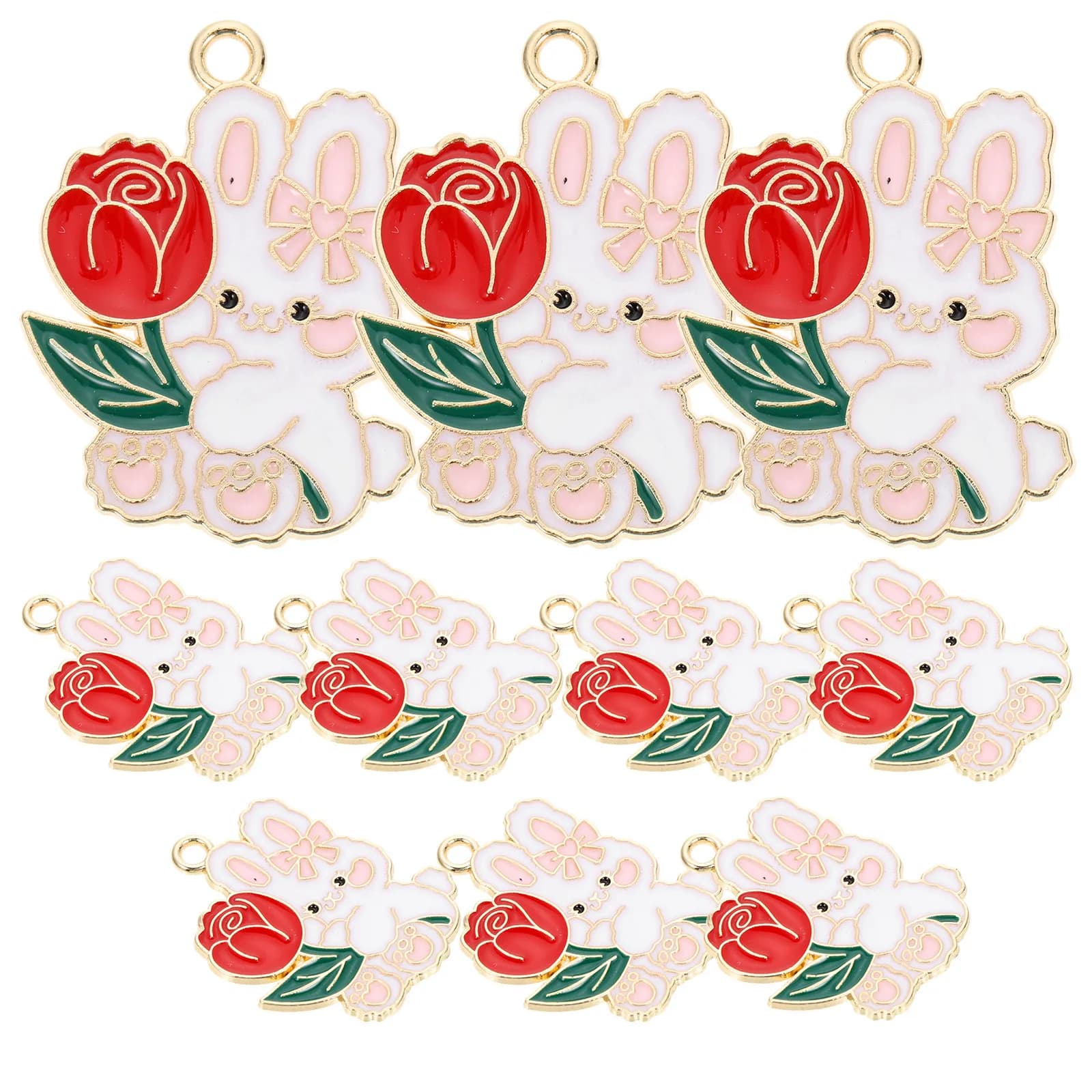 10 Pezzi Ciondoli a Forma di Coniglio in Lega, Forniture per Creazione di Portachiavi, Gioielli Fai-da-Te, Bracciali, Collane, Decorazioni Artigianali Creative