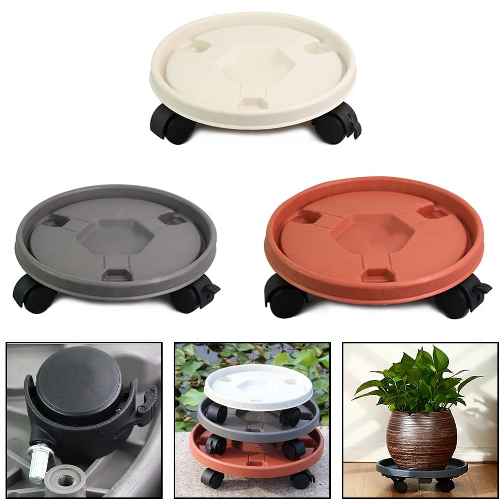 260 mm plant trolley with wheels Plant support Roller Base for flower pot Plastic round flower vase Mobile tray Base for plant support