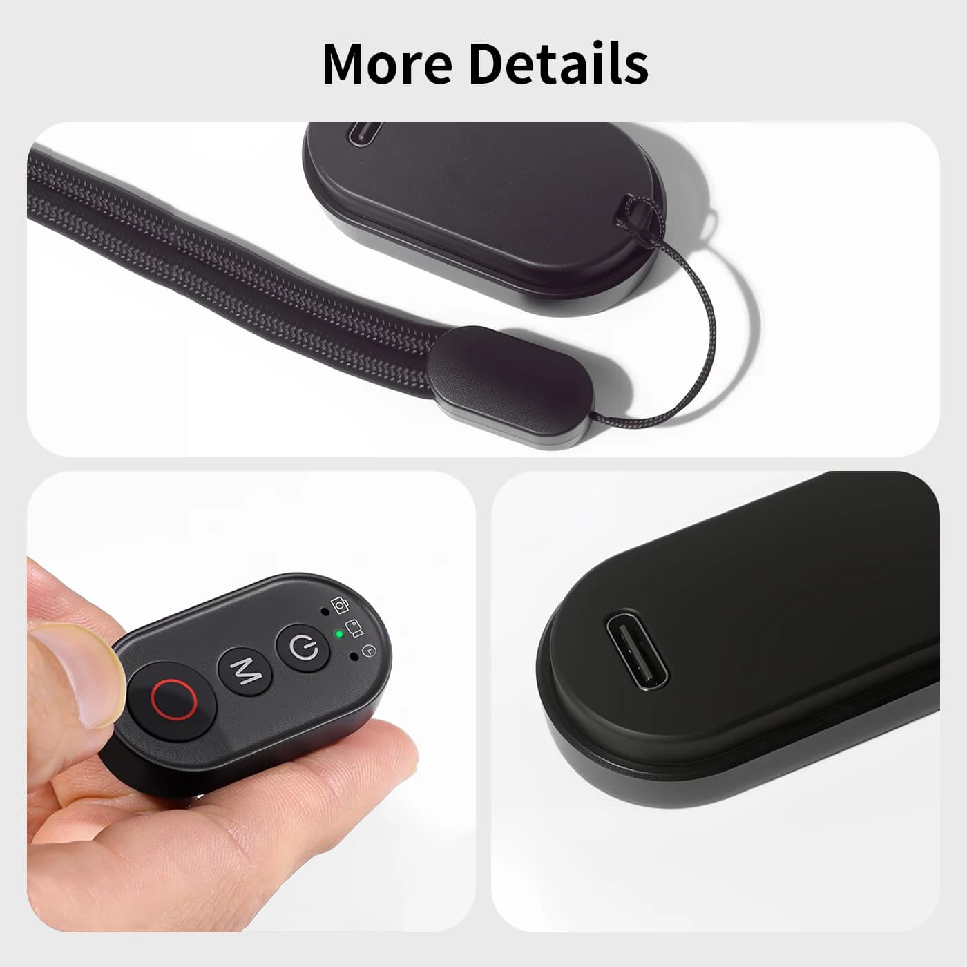 Action Camera Portable Remote Control Compatible with Bluetooth, Range 50m, for GoPro, Insta360 X5, DJI Action6/5/4