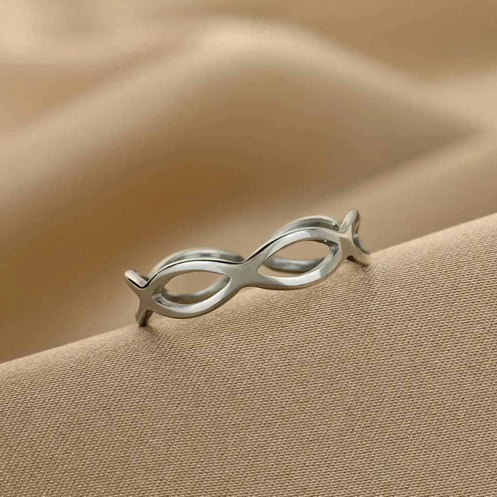 Cxwind Laser Engraving Rings For Women Stainless Steel Hollow Open Ring Simple Braided Infinity Personalized Jewelry Birthday