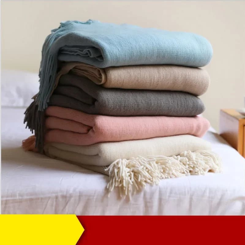 Emulazione Cashmere Siesta coperta tinta unita divano lavorato a maglia coperte biancheria da letto delicata sulla pelle coperta morbida per letto scialle accogliente