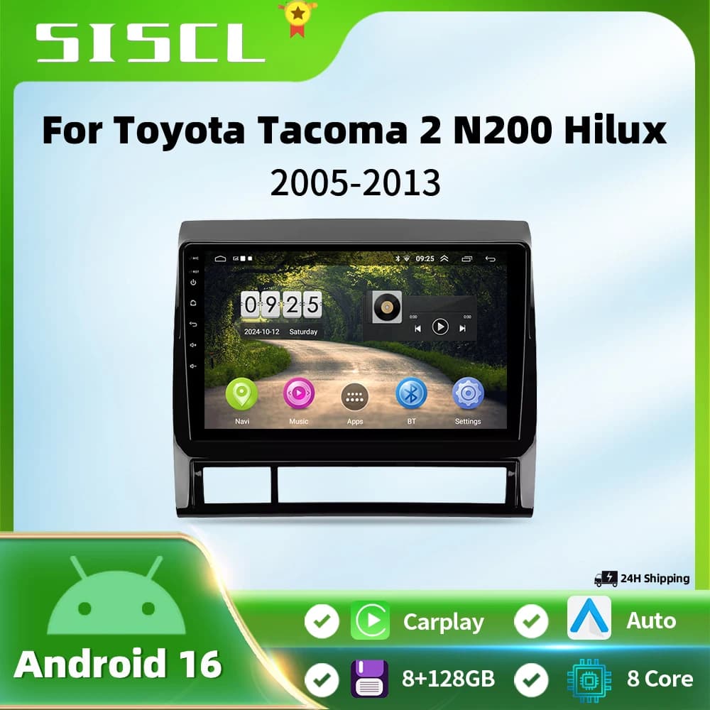 Autoradio Android 15 WIFI da 9” per Toyota Tacoma 2 Hilux 2005-2015, Lettore Multimediale con Carplay Wireless, Android Auto, Stereo GPS DSP