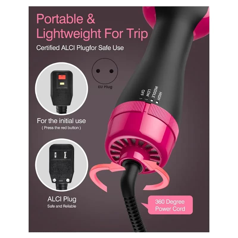 Spazzola per asciugacapelli B15C in uno strumento per lo styling 4 in 1 per asciugacapelli e volumizzante per styler, spazzola ad aria calda per asciugare, dritto EU Plu